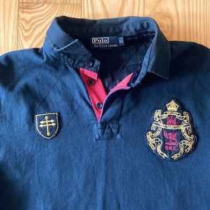 Men’s polo by Ralph Lauren navy rugby shirt XL